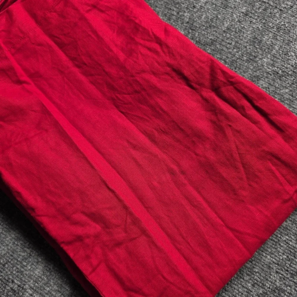 Banana Republic Jumpsuit Womens Linen 0 Sleeveless Wide Leg Crop V Neck Zip Red